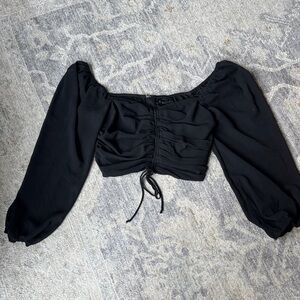 Cotton Candy Black Ruched Blouse